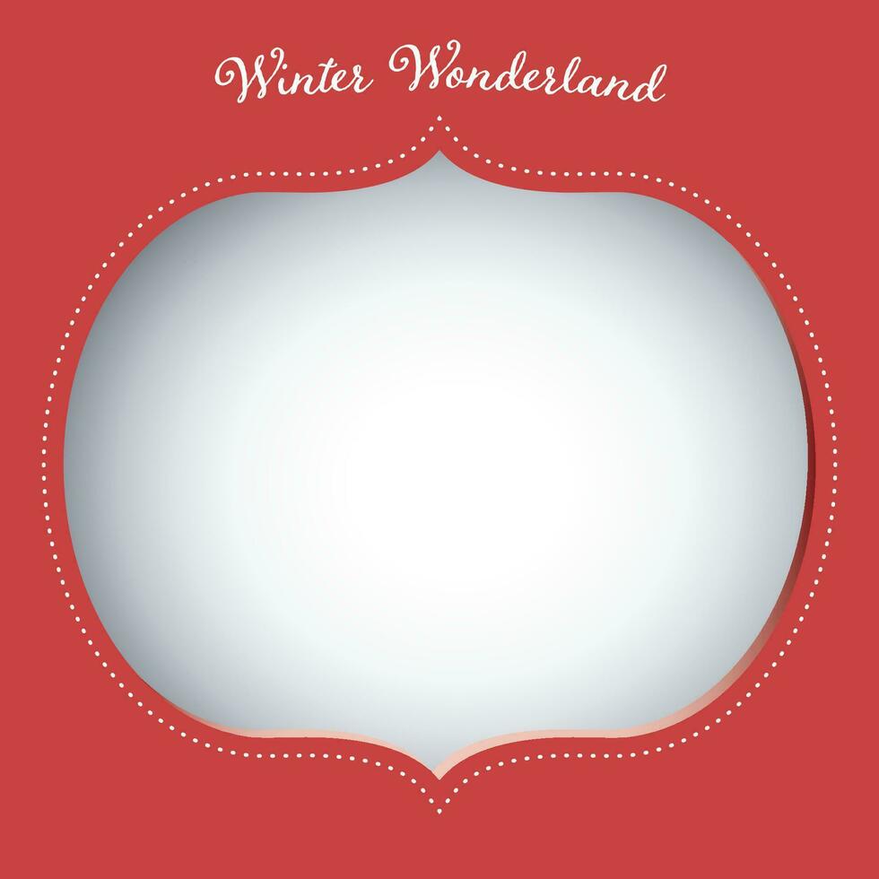 Winter Wonderland vintage frame with layer shadow vector illustration. Merry Christmas and Happy New Year greeting card template have blank space.