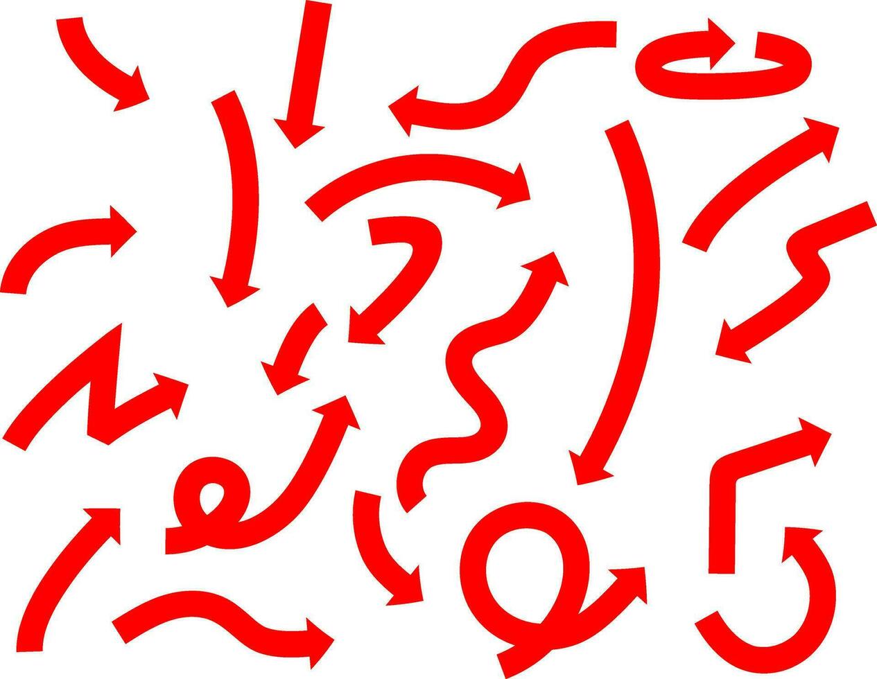 Red arrow icon indicating different direction. A set icons isolated on a white background for website banners ads and design elements. vector