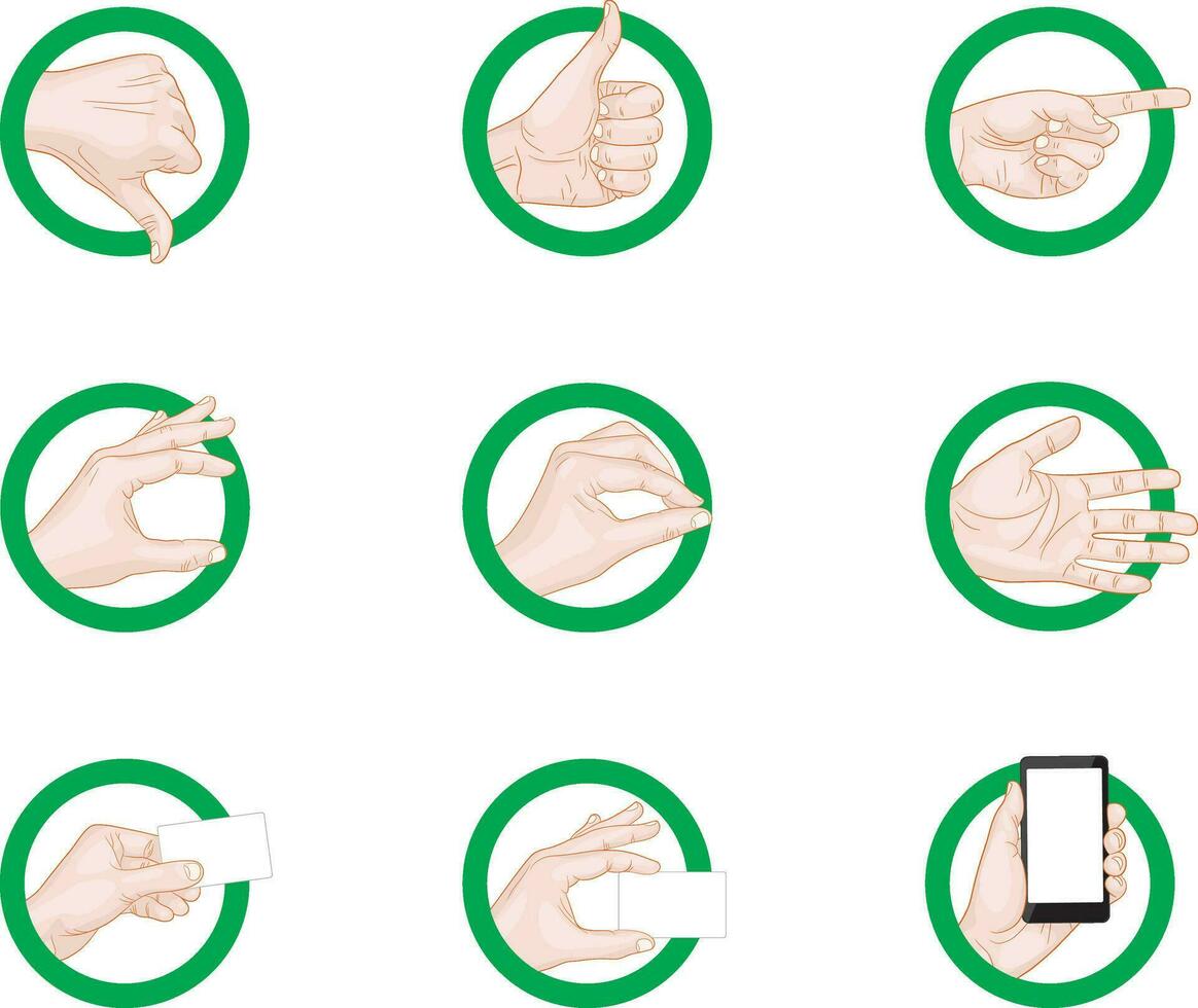 business hand gestures icons green vector