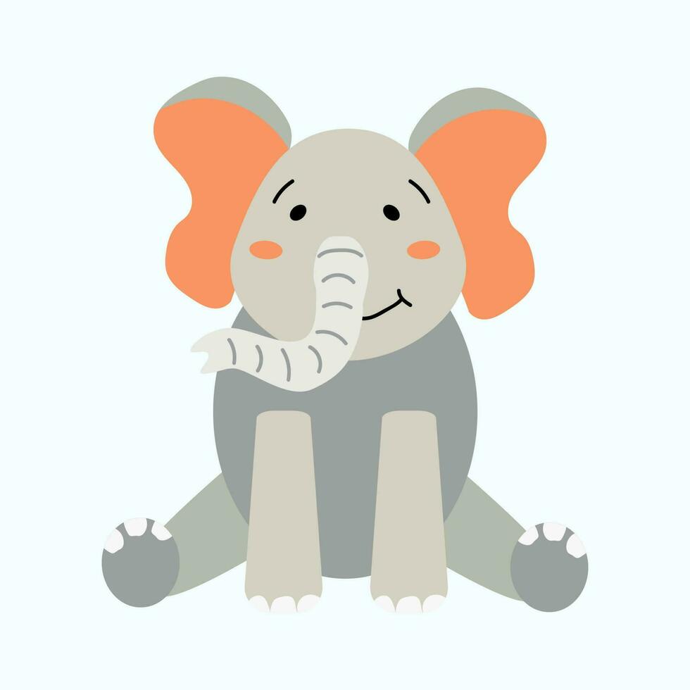 Vector cartoon elephant. Cute elephant in a flat style. Popular wild, African animal. White isolated background. Children's illustration.