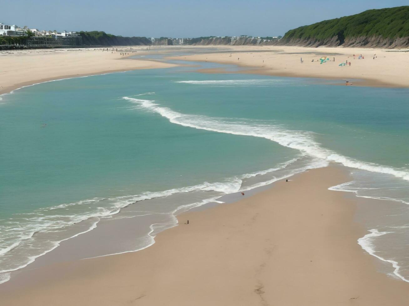 playa hermosa cerca arriba imagen ai generado foto