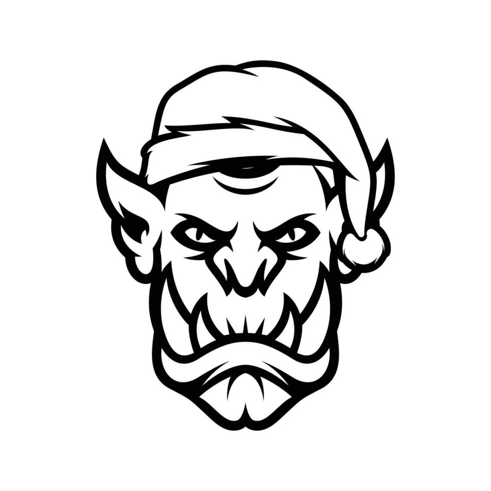 Ogre Christmas Black and White vector