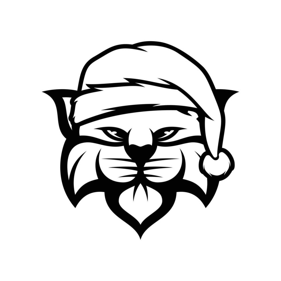 Cat Christmas Black and White vector