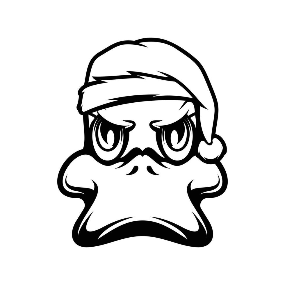 Duck Christmas Black and White vector