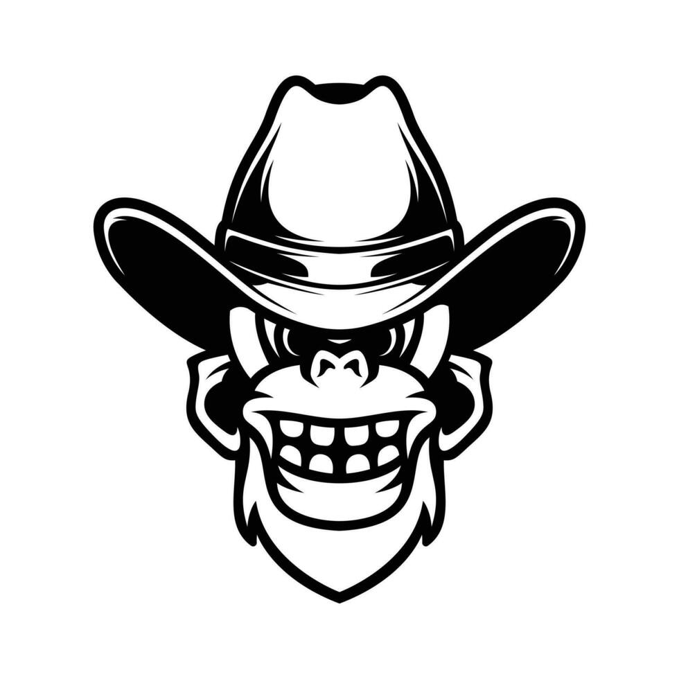 Ape Cowboy Outline vector