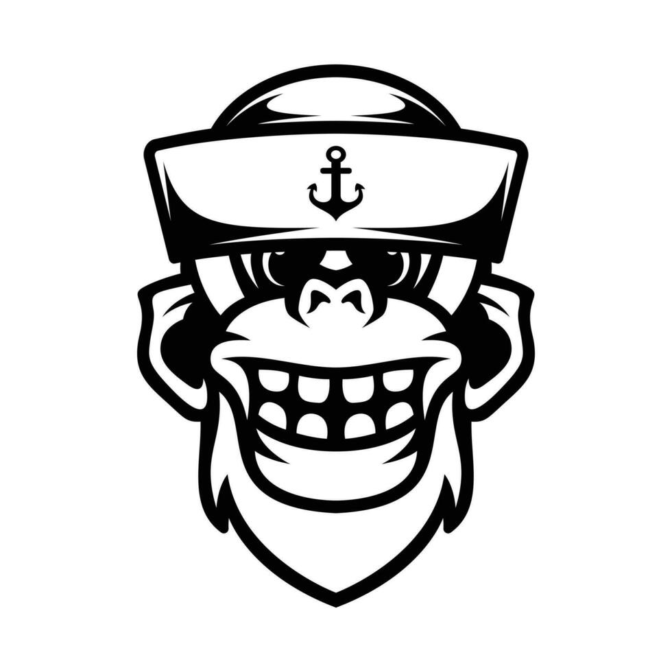 Ape Sailor Outline vector