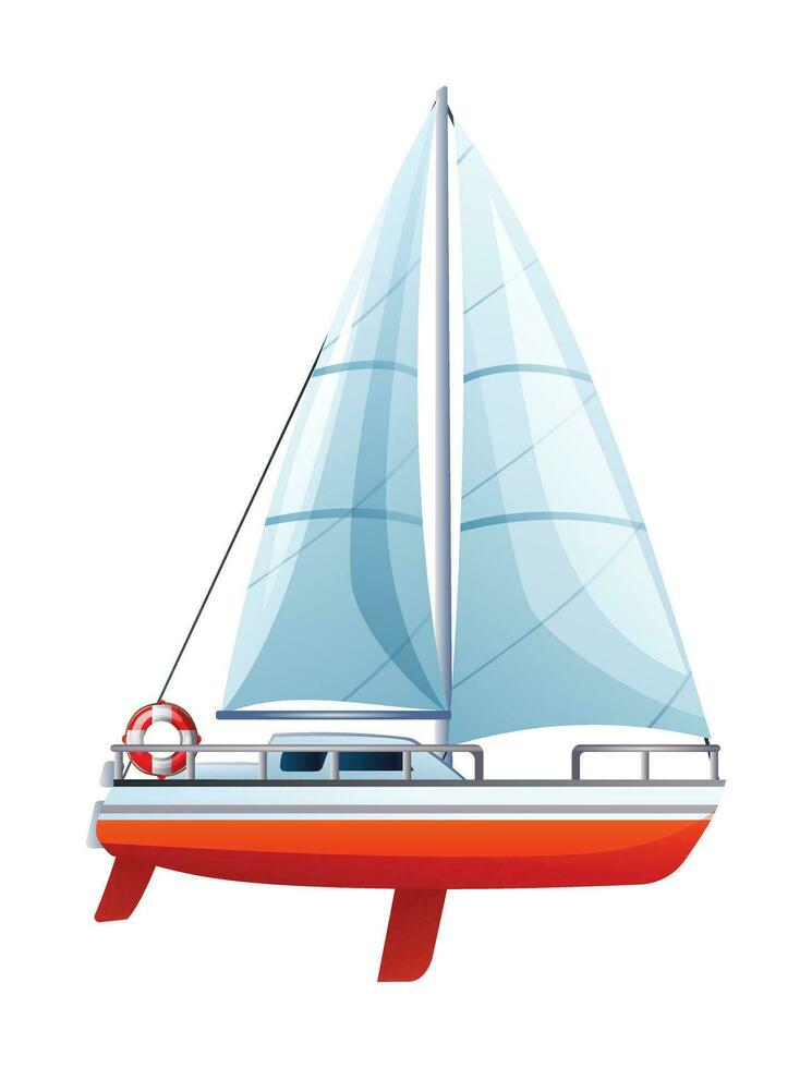 Sailboat or sailing yacht vector illustration isolated on white background