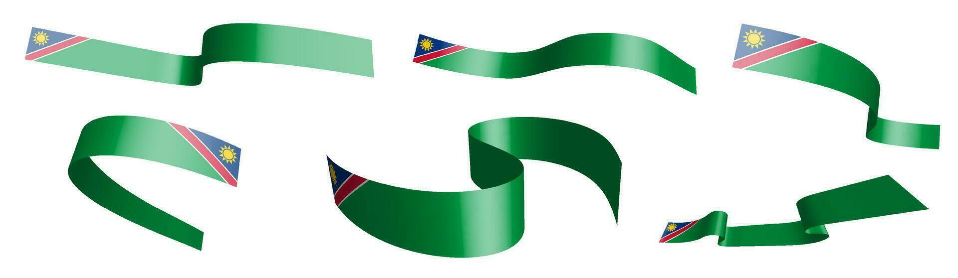 conjunto de fiesta cintas bandera de Namibia ondulación en viento. separación dentro inferior y Superior capas. diseño elemento. vector en blanco antecedentes