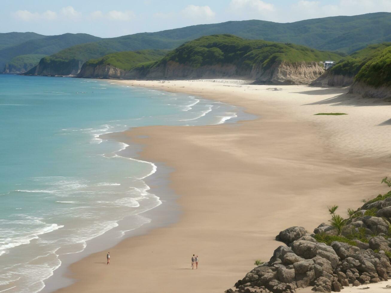 playa hermosa cerca arriba imagen ai generado foto