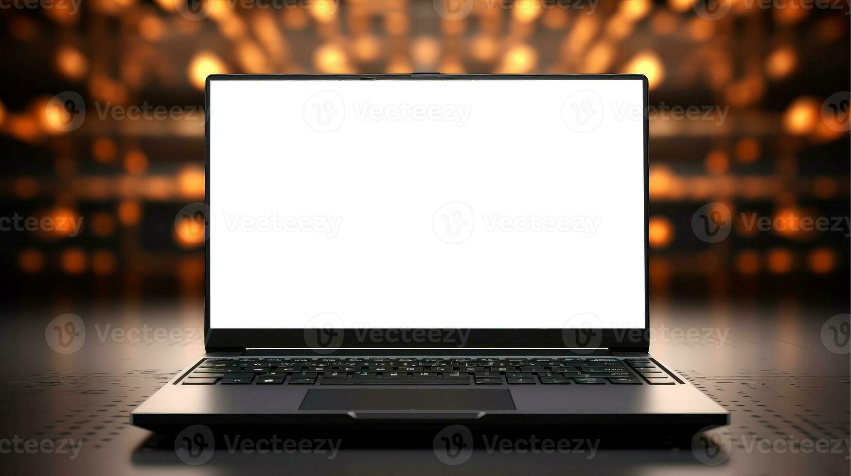 Mockup of beautiful laptop with multicolor background, Generative AI illustration photo