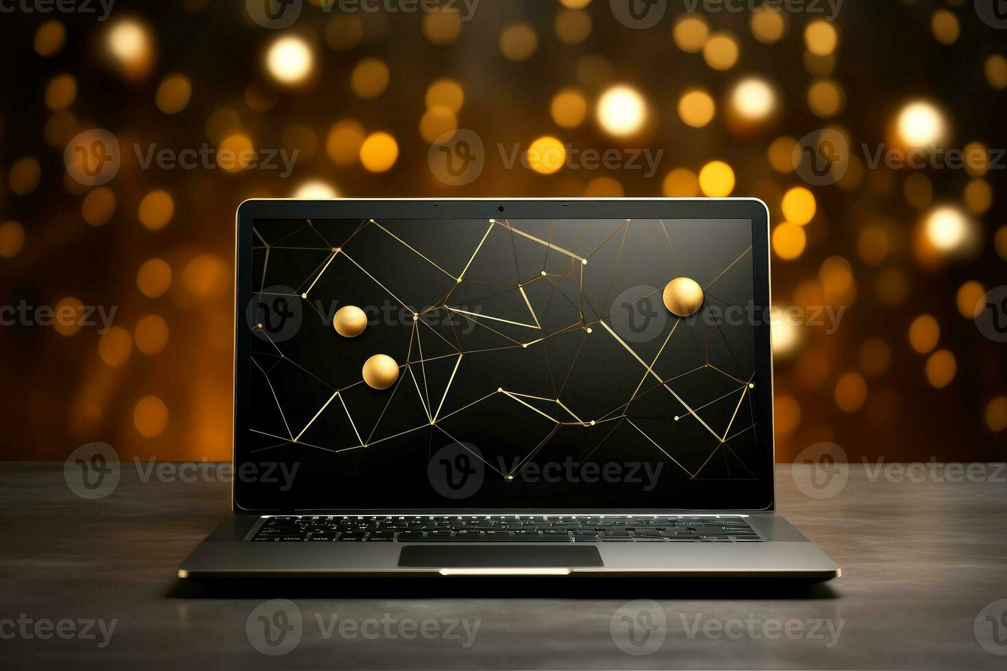 Mockup of beautiful laptop with multicolor background, Generative AI illustration photo