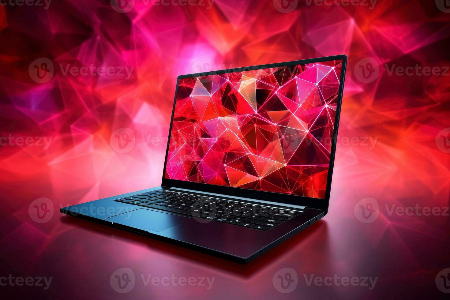 Mockup of beautiful laptop with multicolor background, Generative AI illustration photo