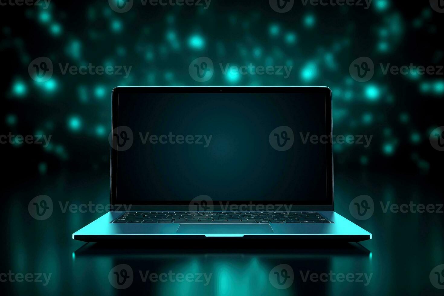 Mockup of beautiful laptop with multicolor background, Generative AI illustration photo