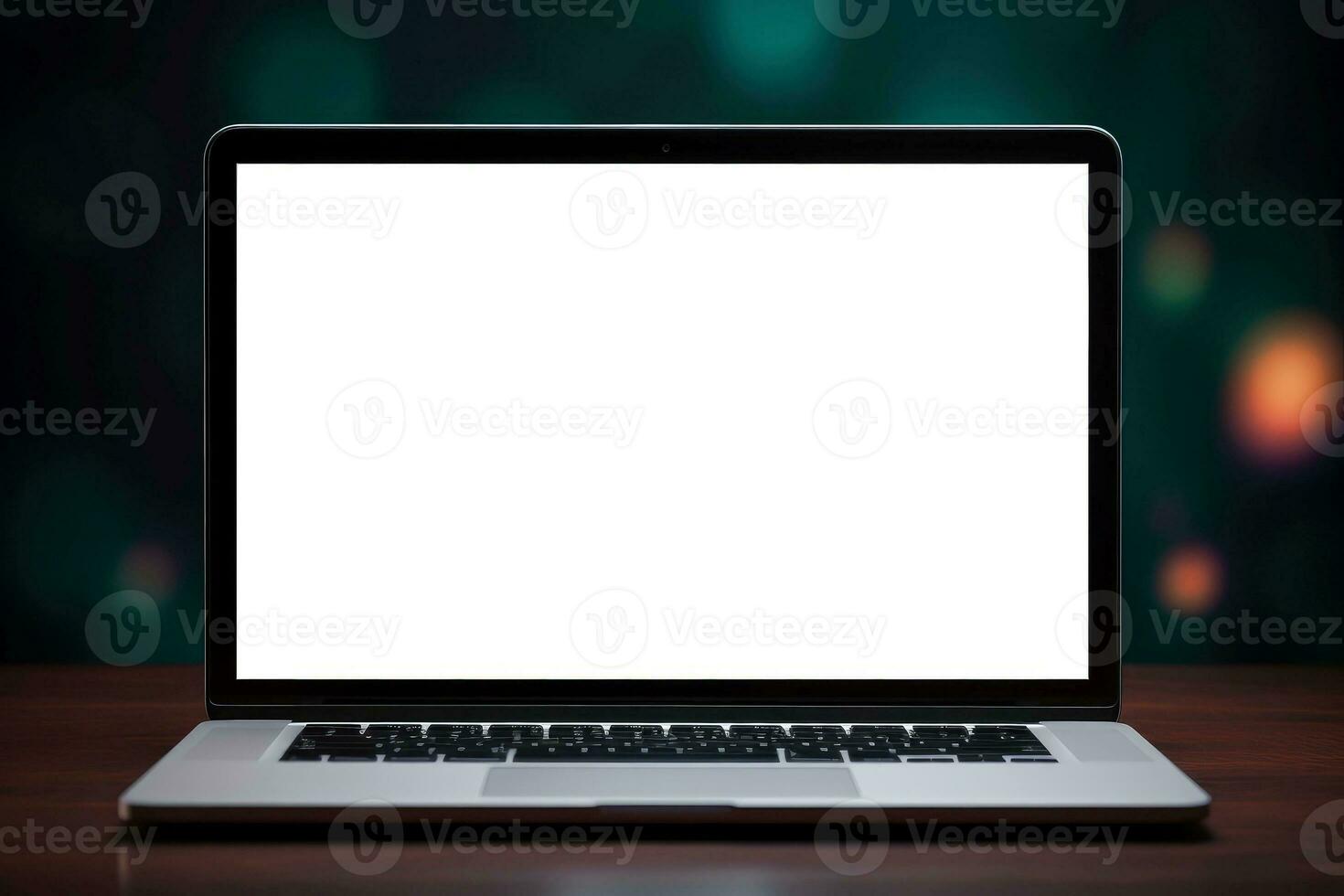 Mockup of beautiful laptop with multicolor background, Generative AI illustration photo