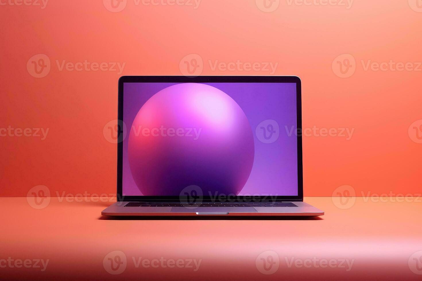 Mockup of beautiful laptop with multicolor background, Generative AI illustration photo