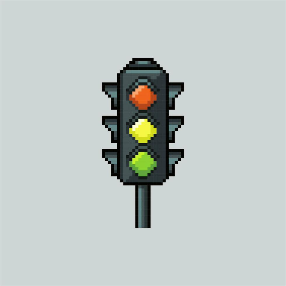 Pixel art illustration traffic light. Pixelated traffic light. safety traffic light icon pixelated for the pixel art game and icon for website and video game. old school retro. vector