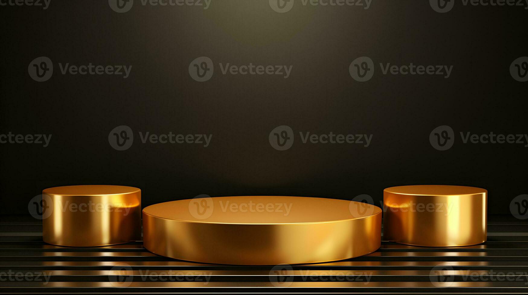 Luxury scene podium with gold and black color. Scene for product display. AI Generative photo