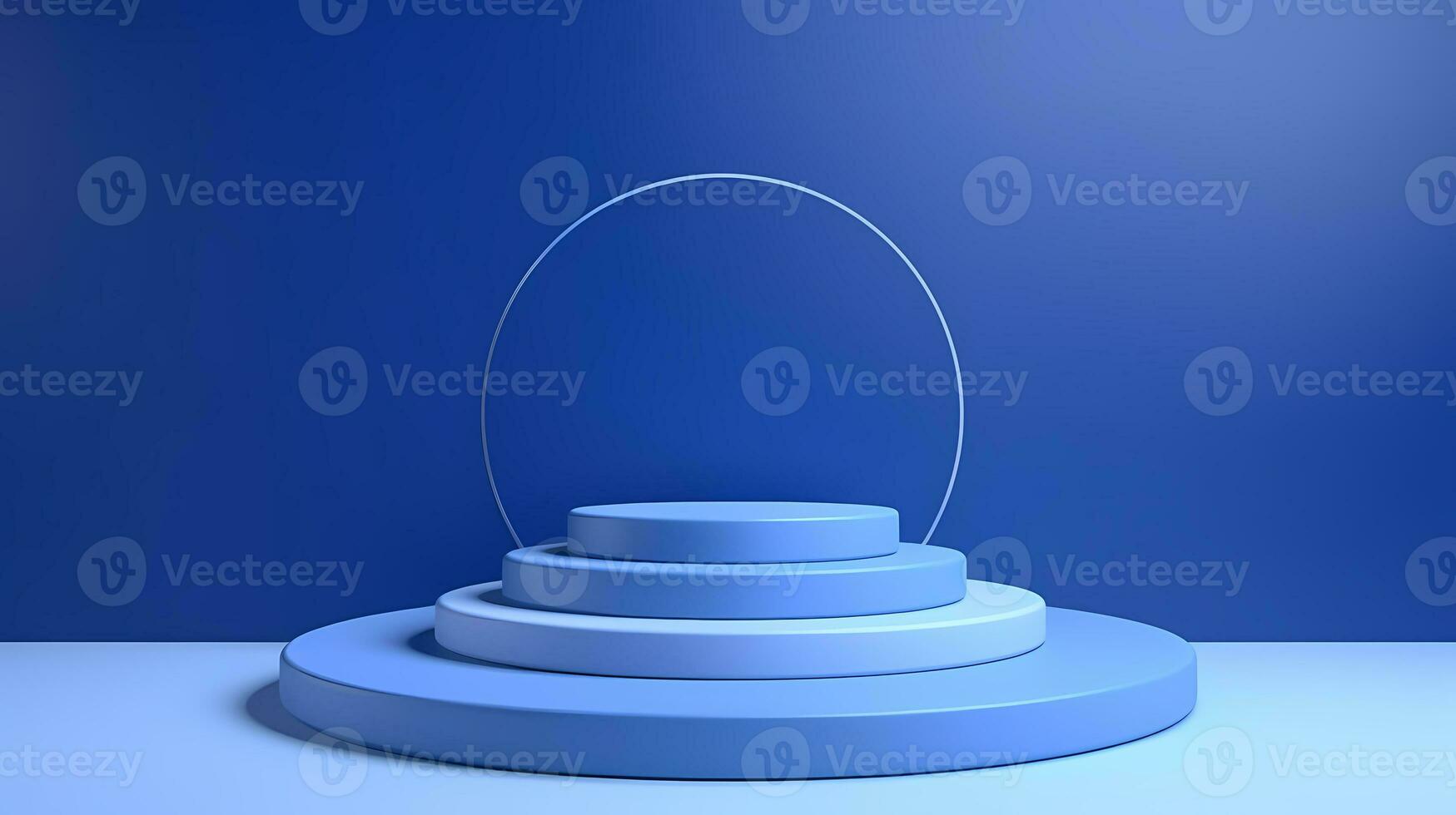 Minimal blue podium for advertising product display, product showcase, and product presentation. AI Generative photo