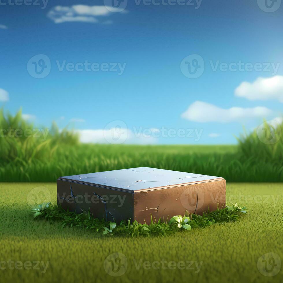 Square podium for display product. AI Generative photo