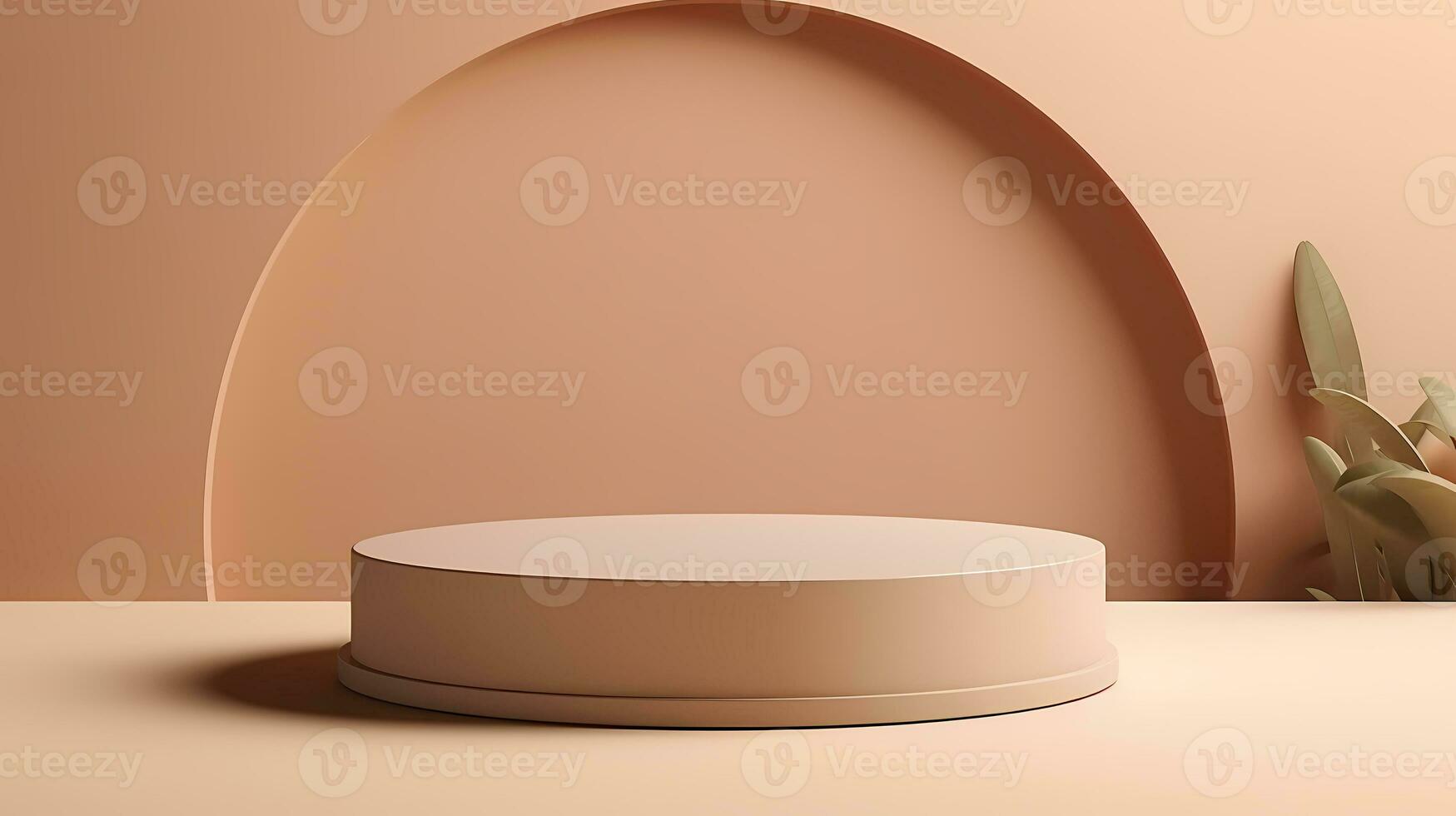 Minimal podium with plant for display product, product showcase, product exhibition, or product presentation. AI Generative photo