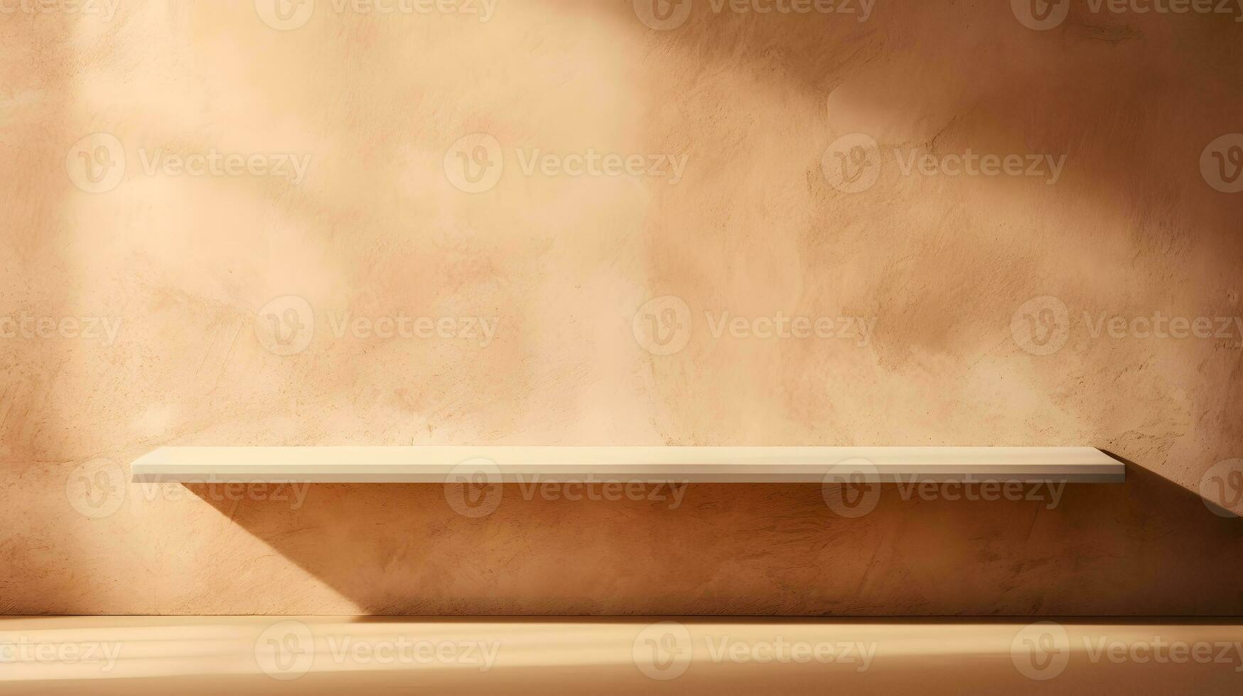 Empty beige wall for product display, product presentation, and product showcase. AI Generative photo