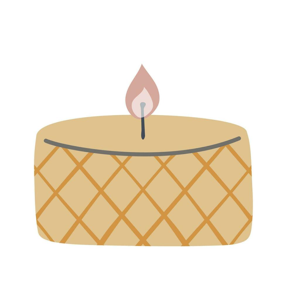 Wax candle. Christmas, spa, winter holiday, new year, home decoration. aroma candle vector
