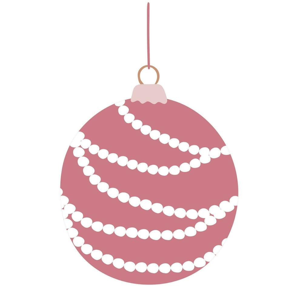 Christmas toys, pendant ball with beads decor. vector