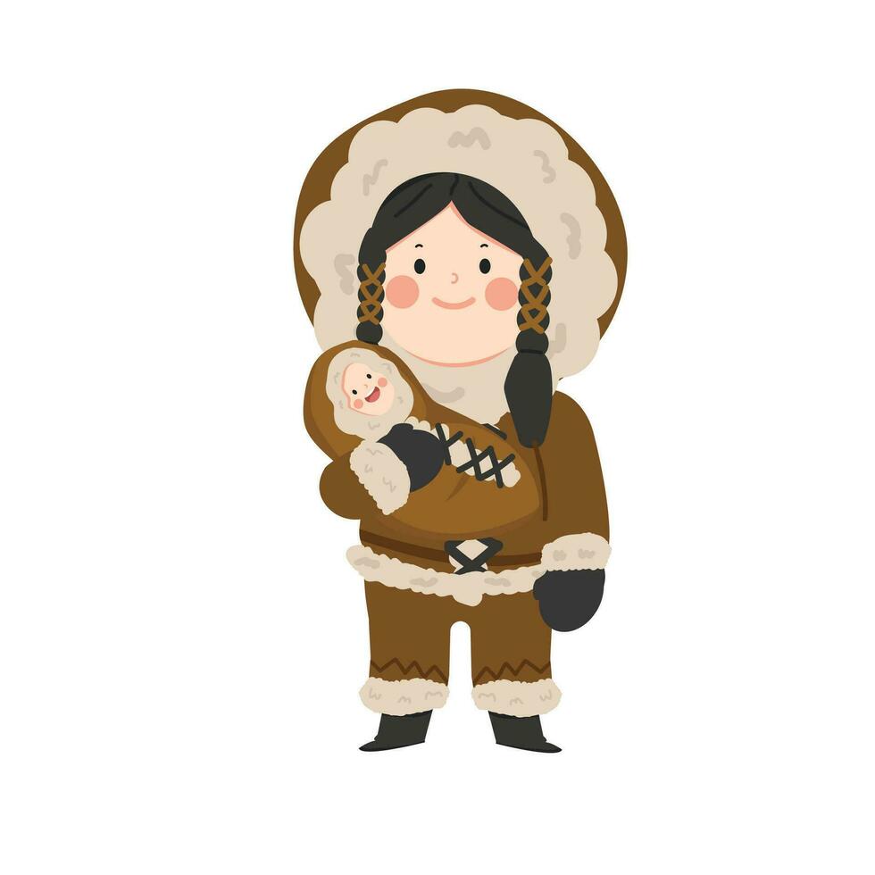 eskimo Inuit mother and child vector