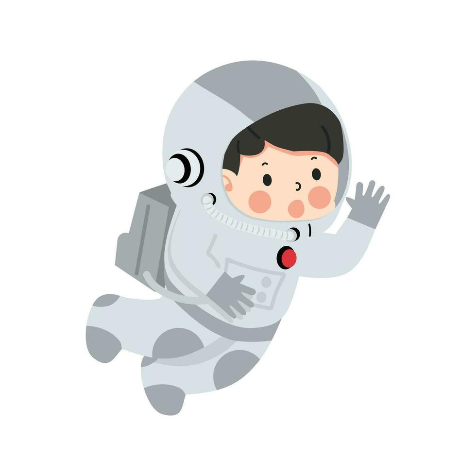 Kid girl Astronaut cartoon flat vector