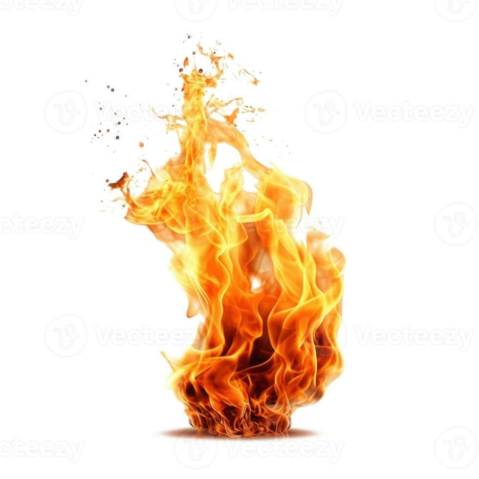 Fire flames isolated on white background. Generative AI photo