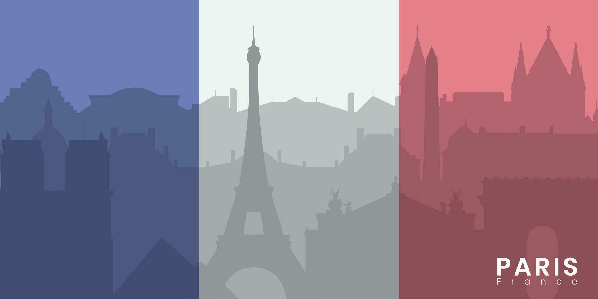 París ciudad horizonte. silueta ciudad París Francia bandera antecedentes. vector ilustración