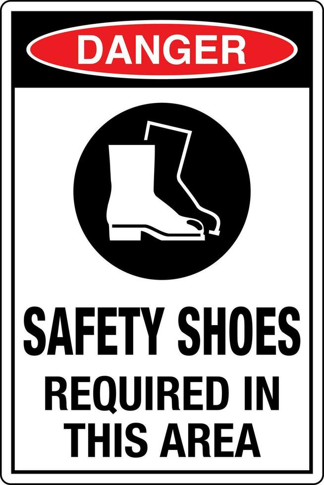 OSHA safety signs marking label standards danger warning caution notice Safety Shoes Required In This Area vector