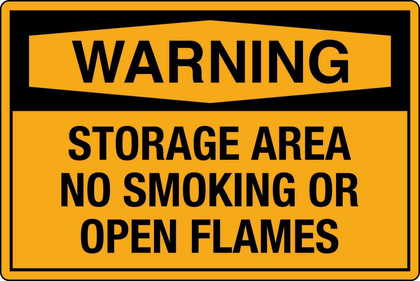 OSHA safety signs marking label standards danger warning caution notice Storage Area No Smoking Or Open Flames vector