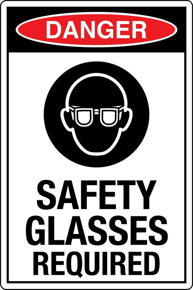 OSHA safety signs marking label standards danger warning caution notice Safety Glasses Required vector