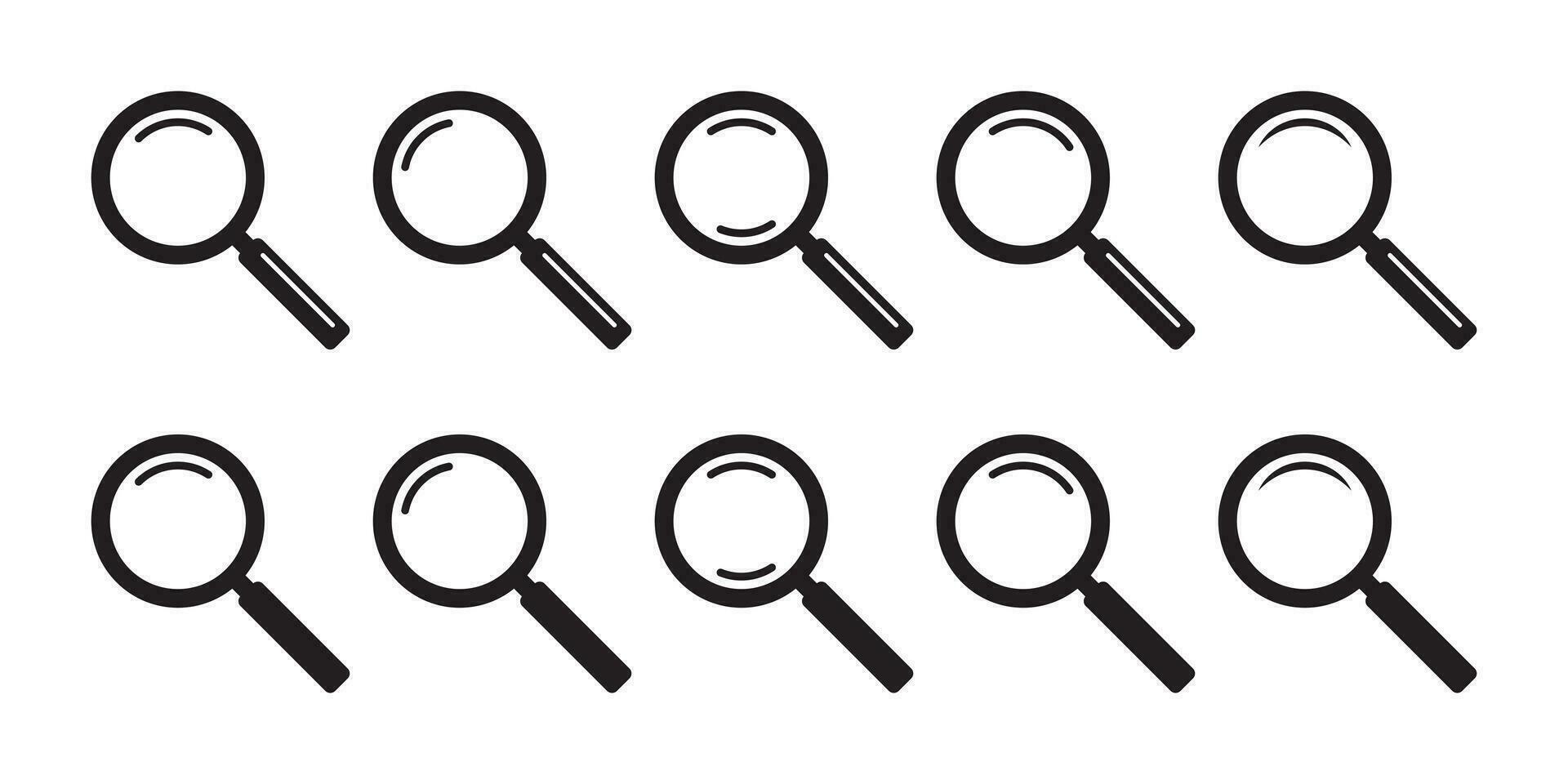 Magnifying glass icon, vector magnifier or loupe sign. Search icon.