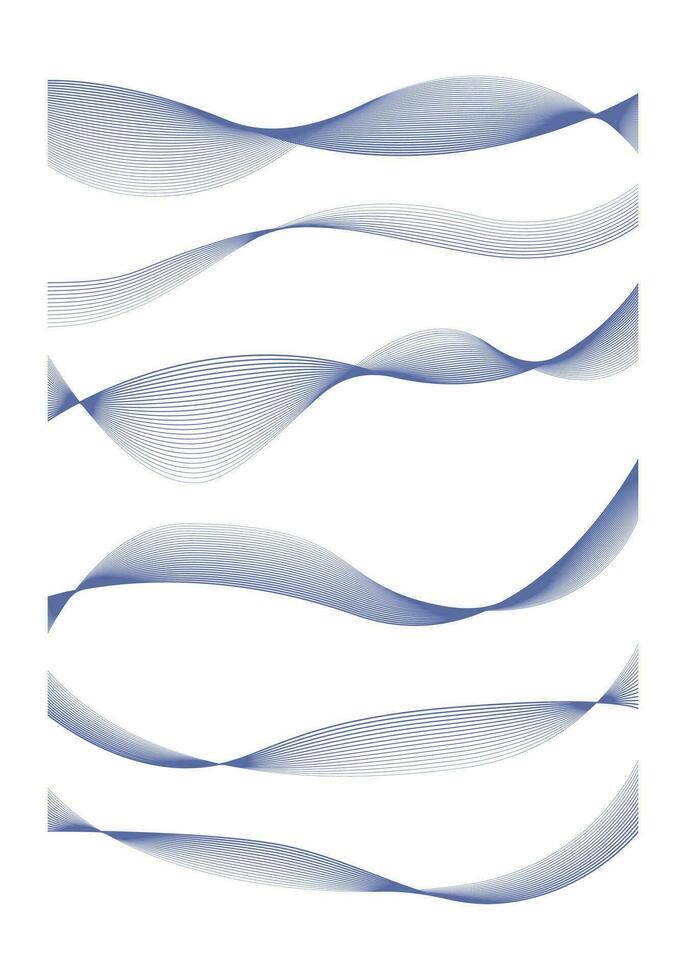 collection set of abstract blue wave line vector illustration