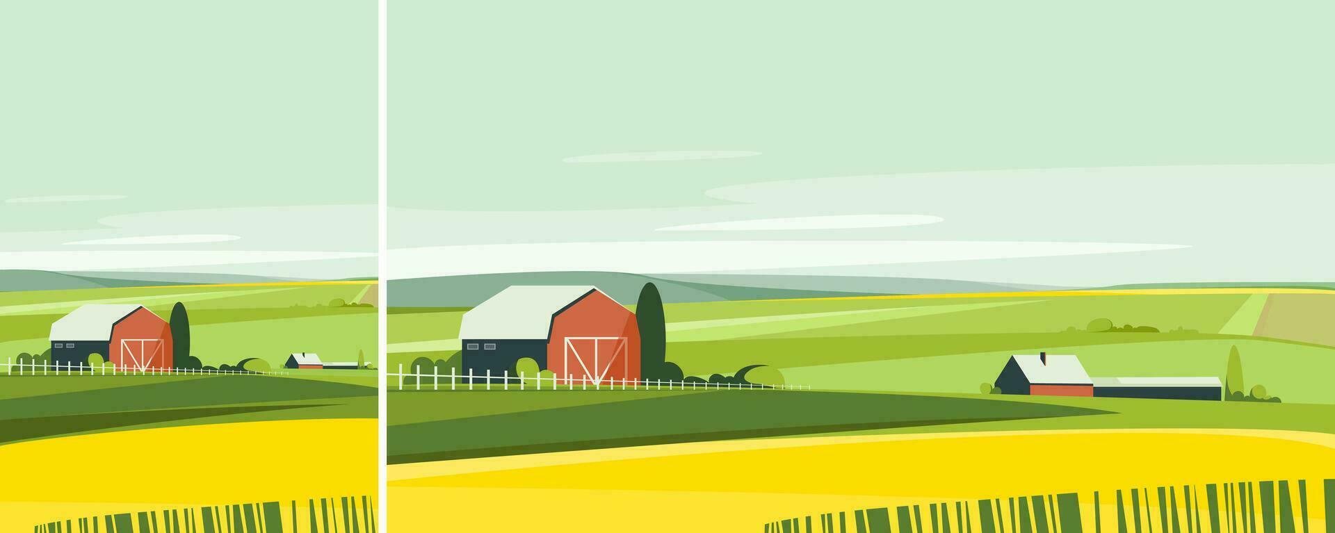 Farm in summer season vector