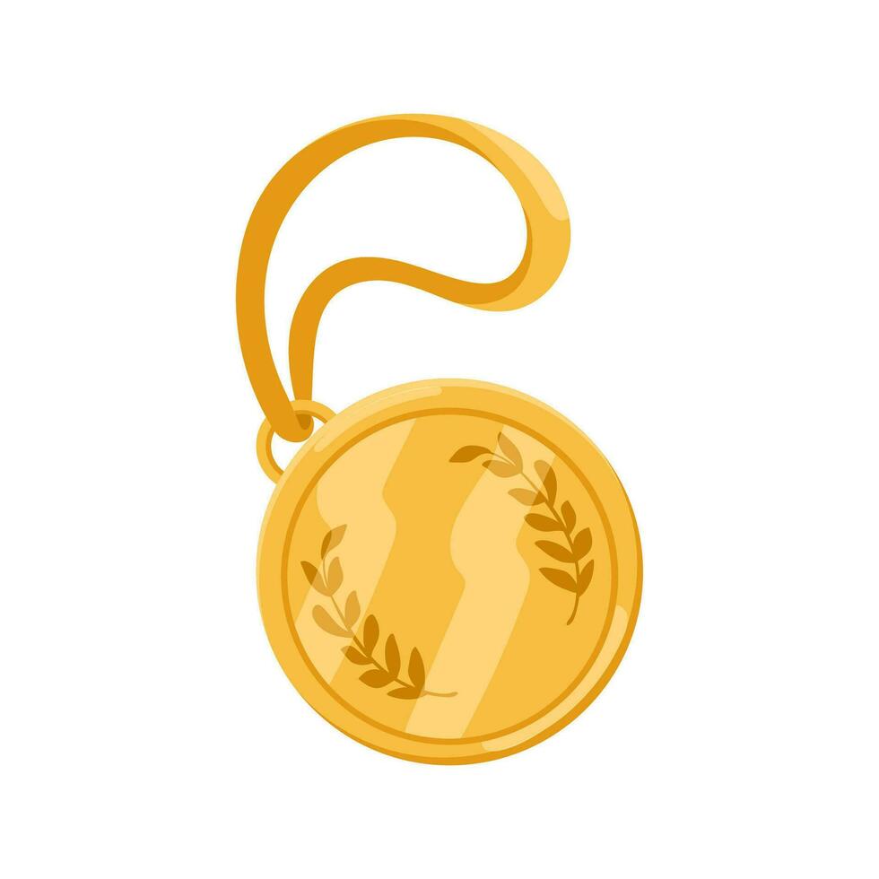 First place medal. Gold medal. Vector illustrations isolated on white background.