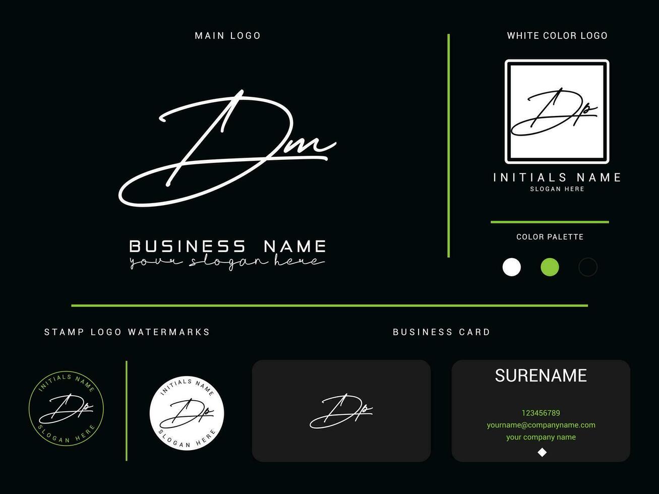 Signature DM m d Logo Letter Vector Icon With Brand Presentation