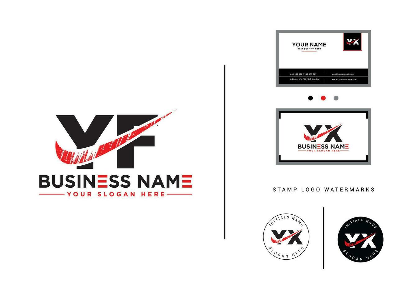 Yf Brush Letter Logo, Alphabet YF Logo Icon With Business Card vector