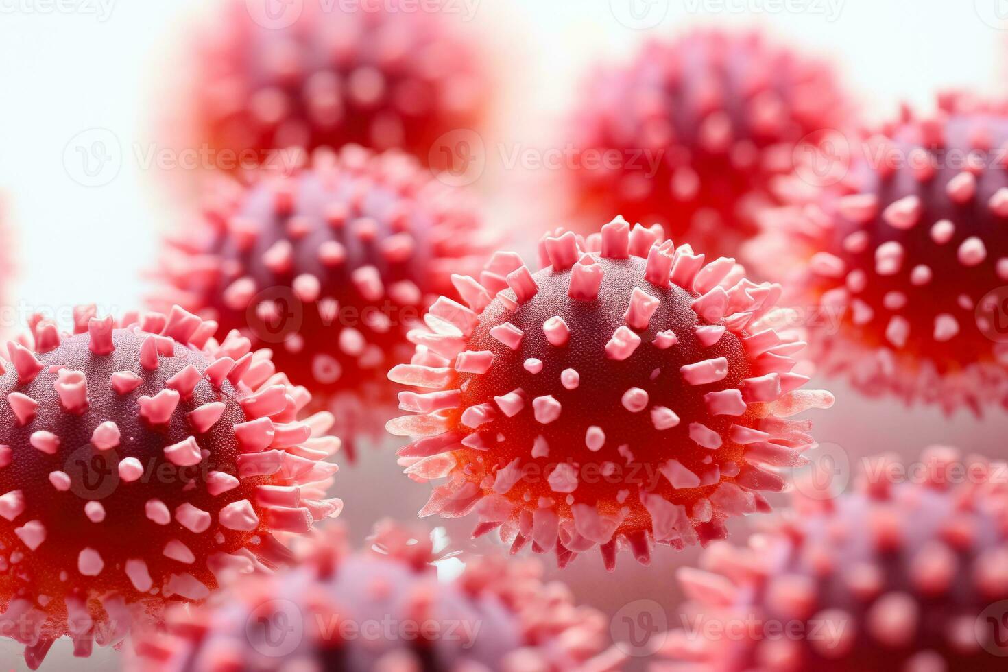 Focused macro image of virus infected cells isolated on a white background photo