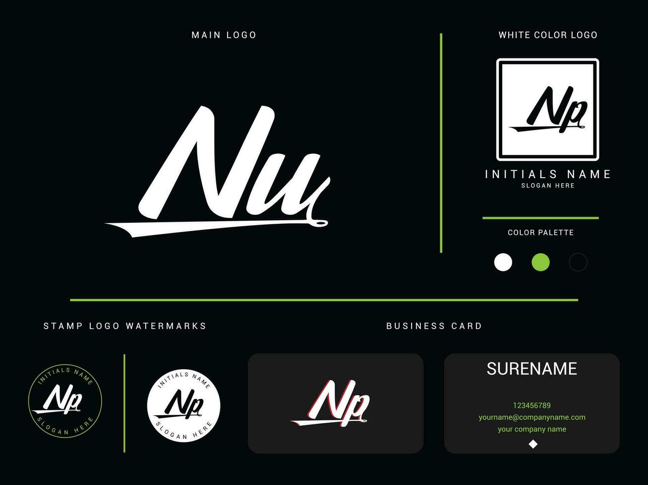 Monogram Nu Logo Image, Luxury NU Modern Apparel Logo Letter Vector