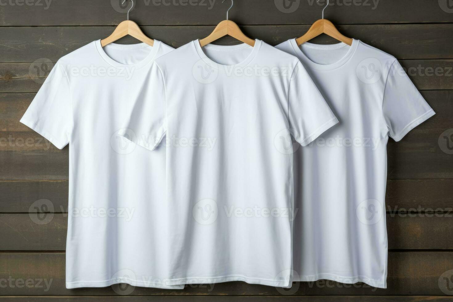 White t shirts on gray background featuring space for copy photo