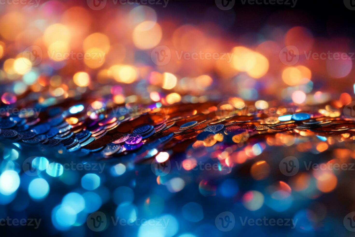 Glittering sequins on fabric radiating brilliant hues under focused light close up photo