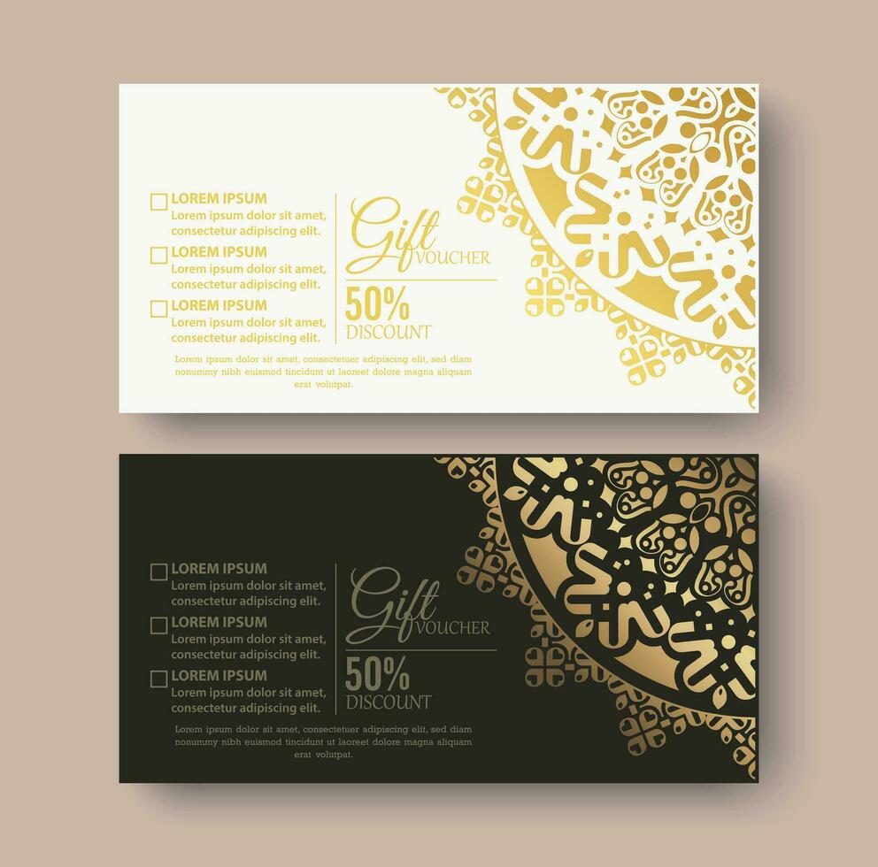 Menu restaurant luxury gift voucher design template vector