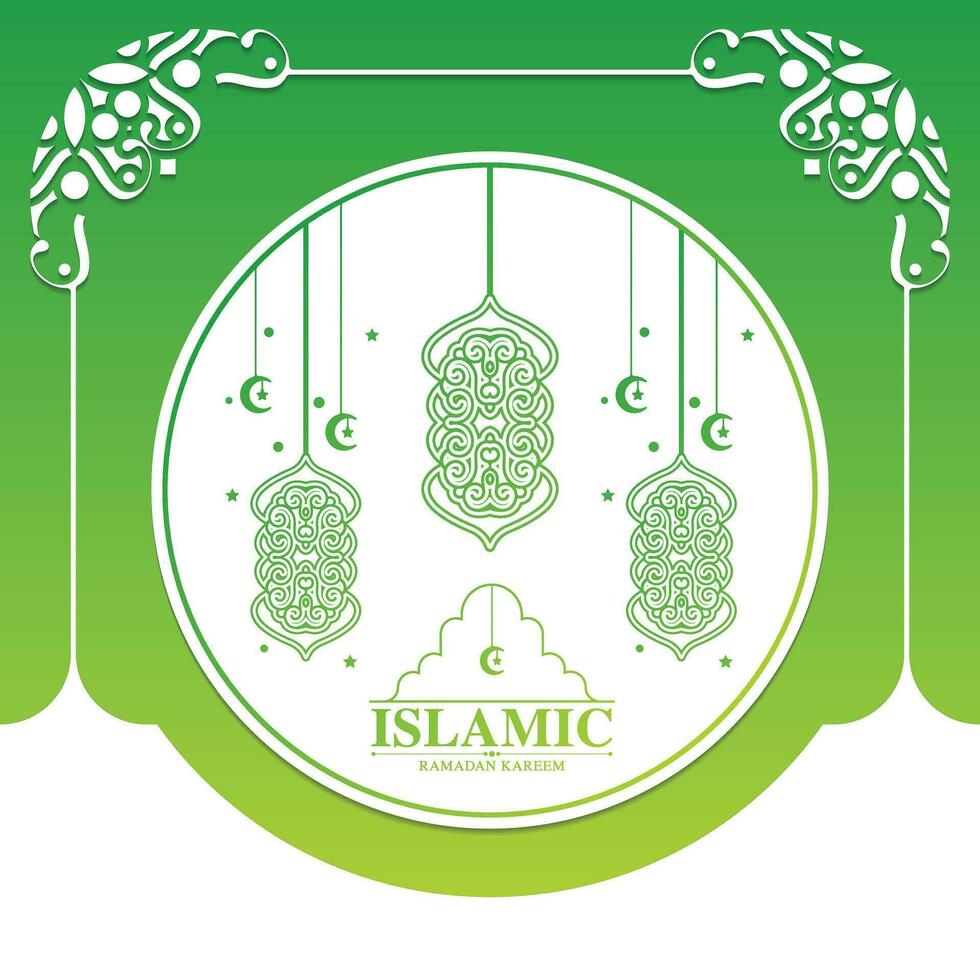 Green decoration of Ramadan kareem vector