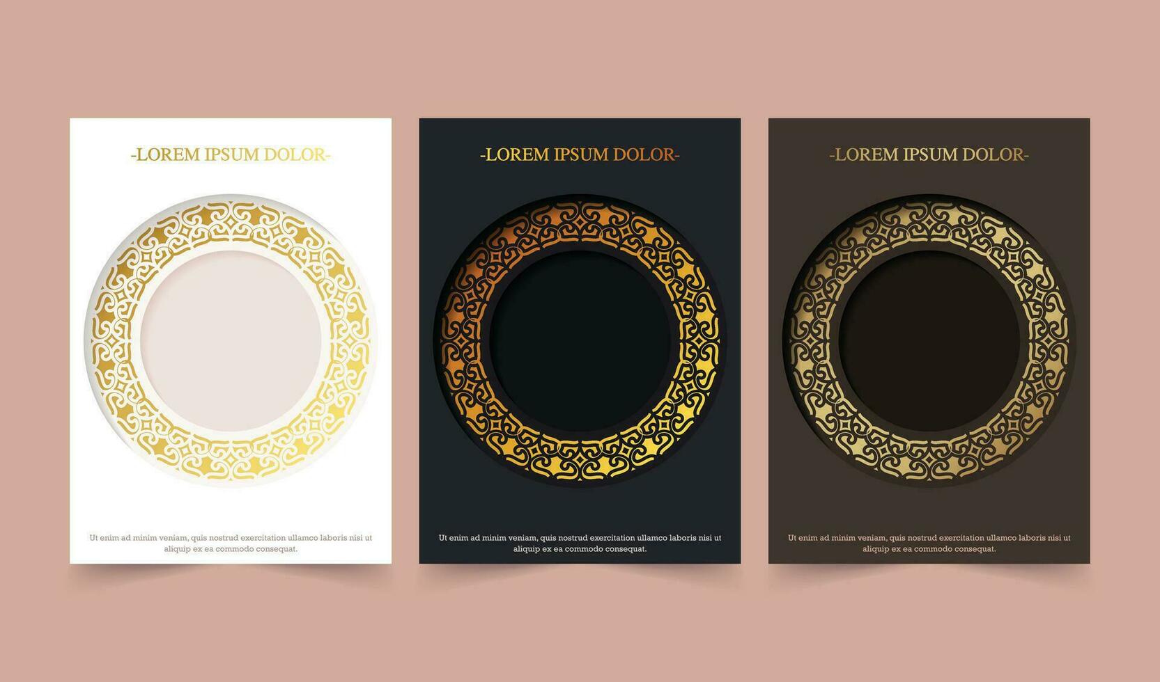 Luxury gold border pattern cover template vector
