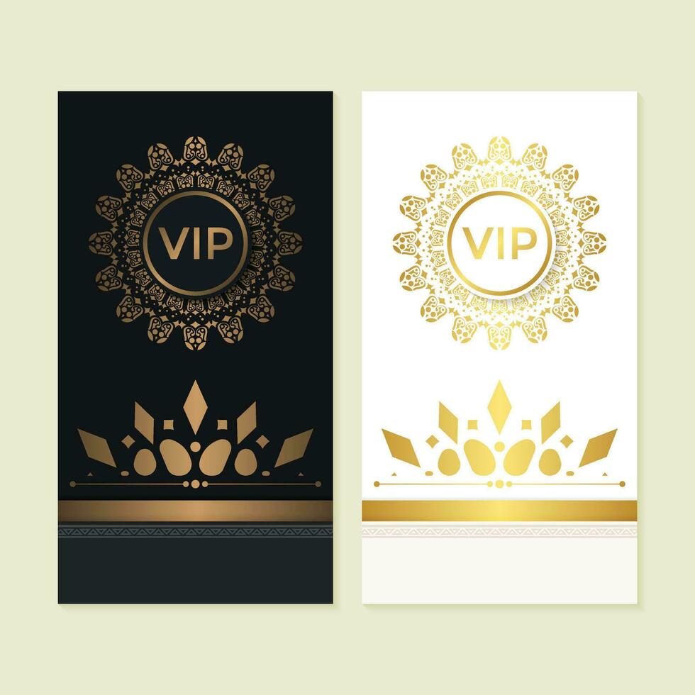 luxury dark vip card in ornament texture vector