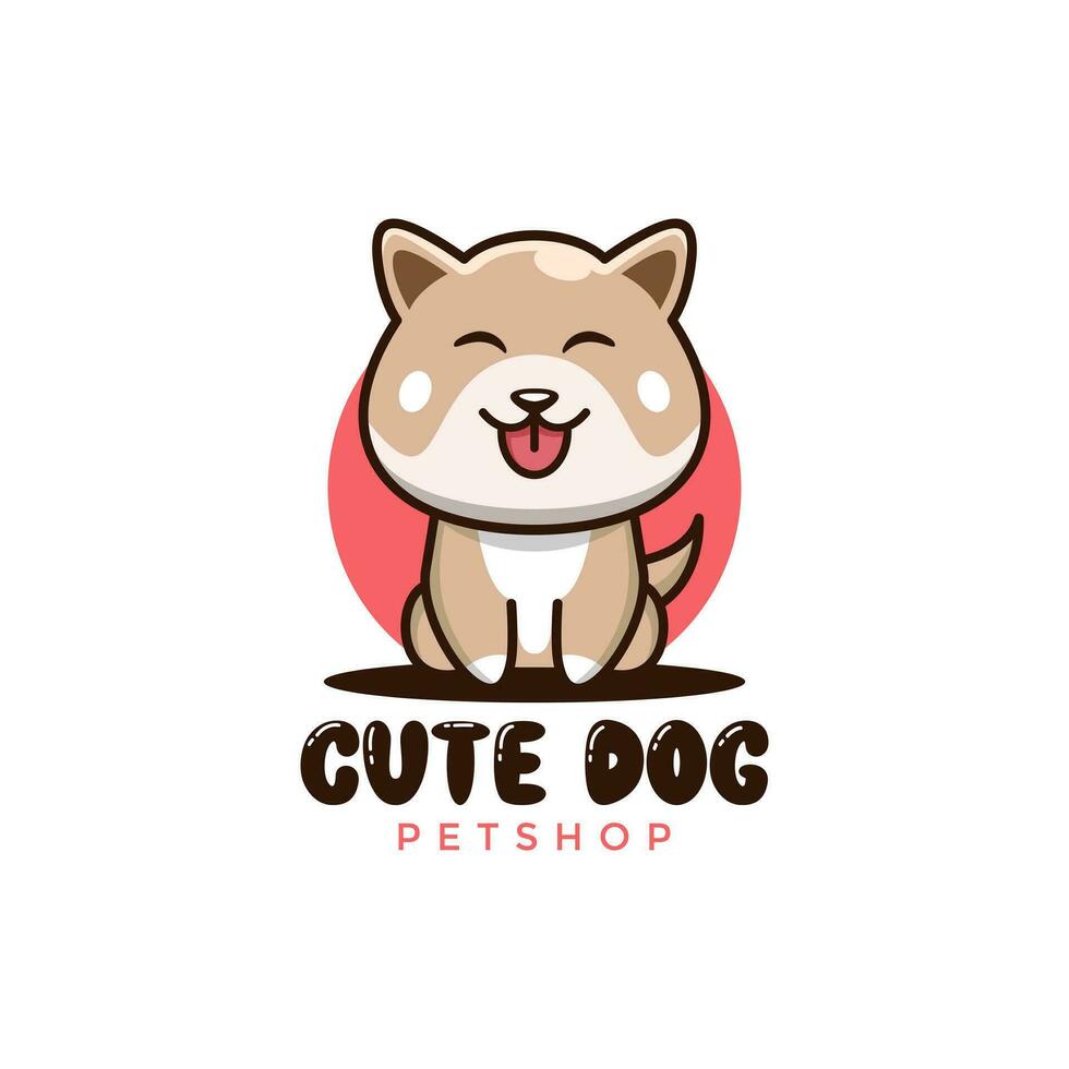 Cute Dog Petshop Logo Design Vector Template