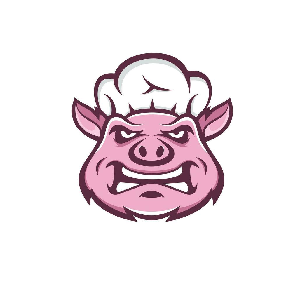 Chef Pig Mascot Logo Design Vector Template